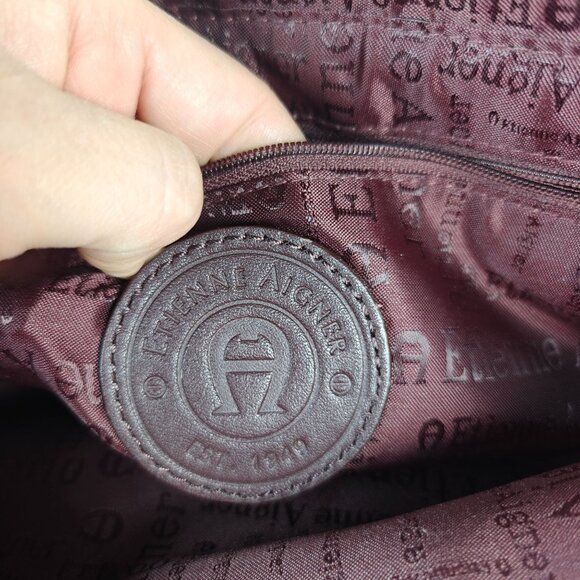 Vintage Etienne Aigner Oxblood Leather Shoulder Bag Organizer Compartments - Picture 9 of 14